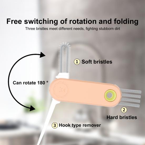 In 1 Tassen Deckel Reinigungsbürste Cartoon Löwen Design Doppelseitig