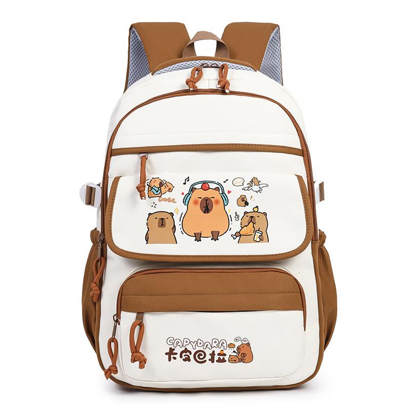 Capybara Kids Backpack With Cartoon Pattern And Lightweight Oxford Fabric For School Use