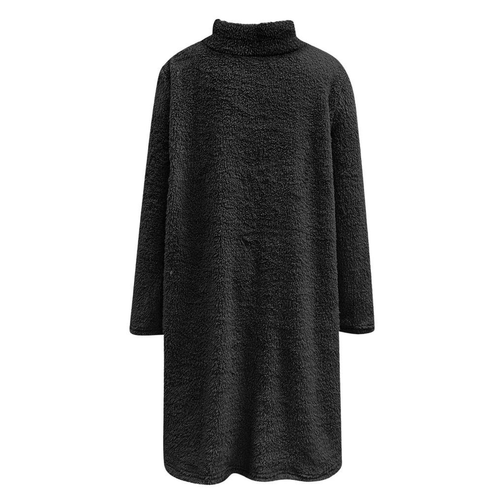 Gensere for kvinner Mock Turtleneck Høst Vinter Varm Genser Pluss Størrelse Tunika Pullover Topper Med Lommer