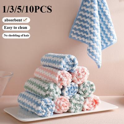 Thickened Coral Fleece Cloth Kitchen Absorbent Reusable Dishwashing Cloth Cationic Scouring Pad Kitchen Dishcloth