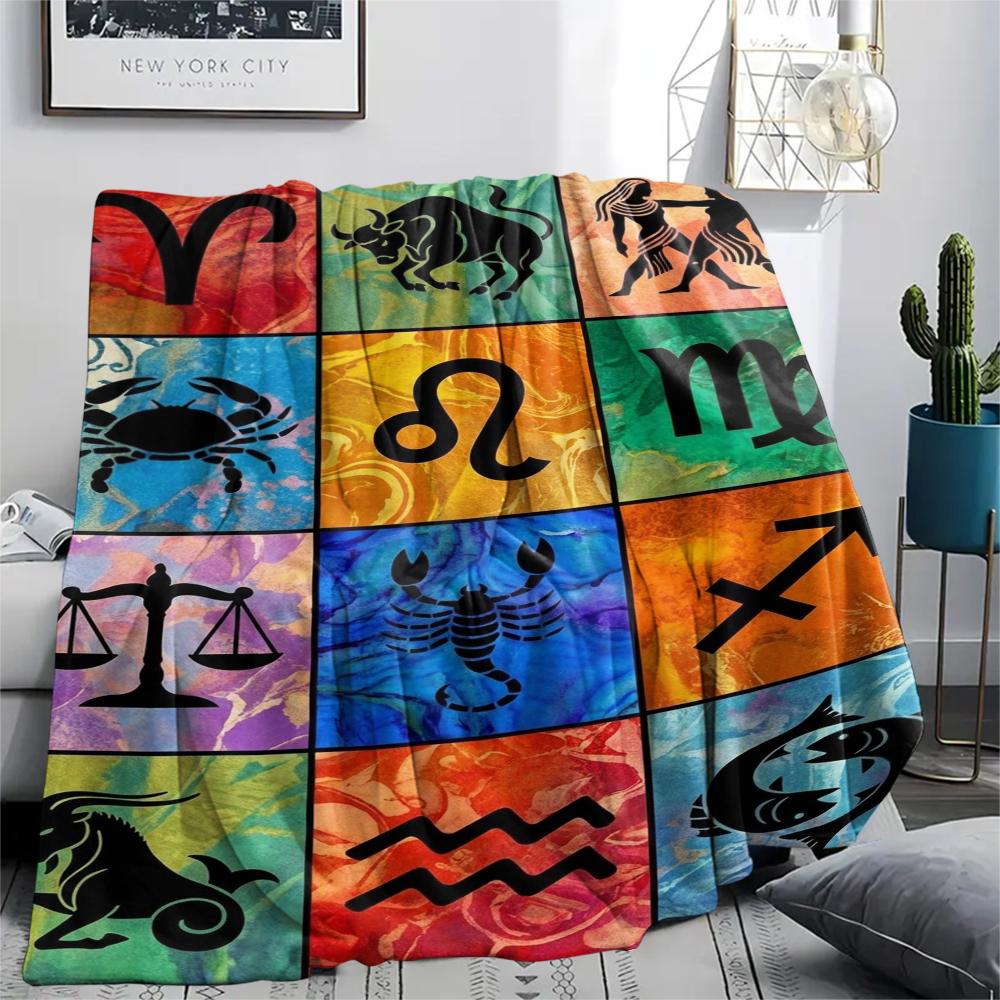 1Pc Constellations Print Flannel Blanket, High Quality Comfortable for All Seasons, Home Decor, Warmth and Comfort, Perfect for Christmas Gifts W147