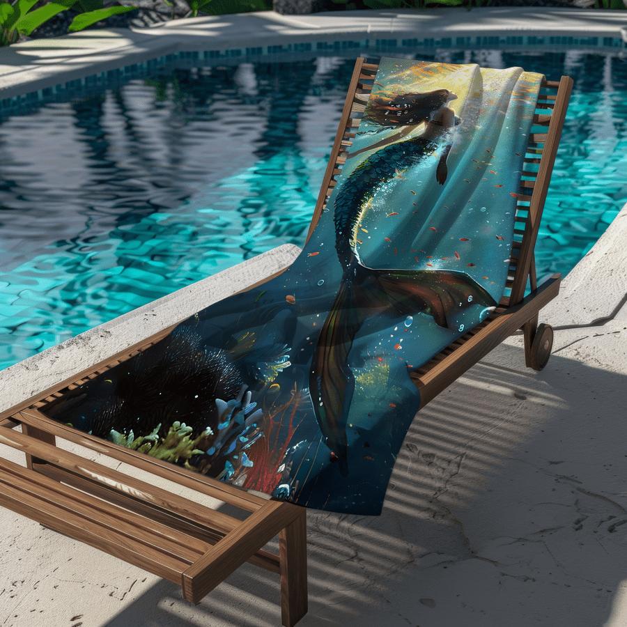 Traumhafter Meerjungfrauen- & Meeresleben-Strandtuch Weiche Schnelltrocknende Polyester-Mischung Lebendiges Fisch-Korallen-Design für Schwimmen Camping Baden