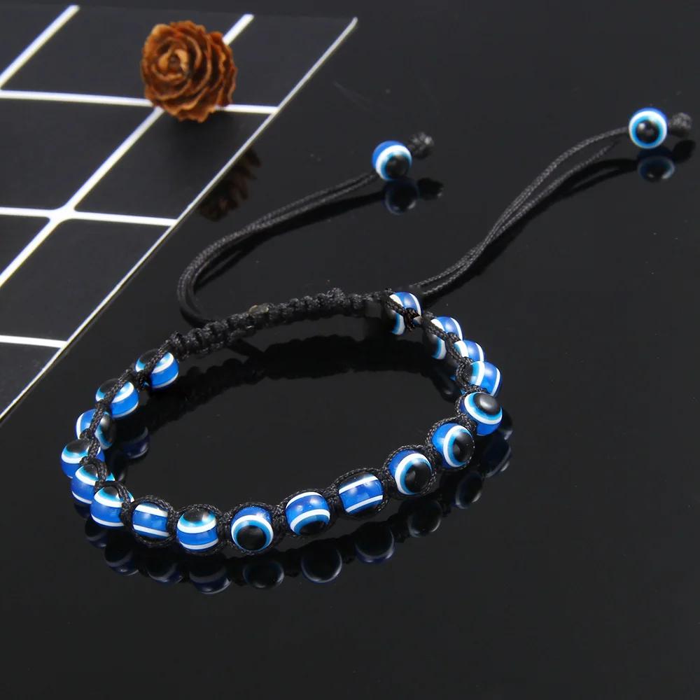 Turkey Eye of Evil Bracelet For Women Lucky Eye Adjustable Braided Rope Chain Bangle Female Handmade Jewelry Accessories