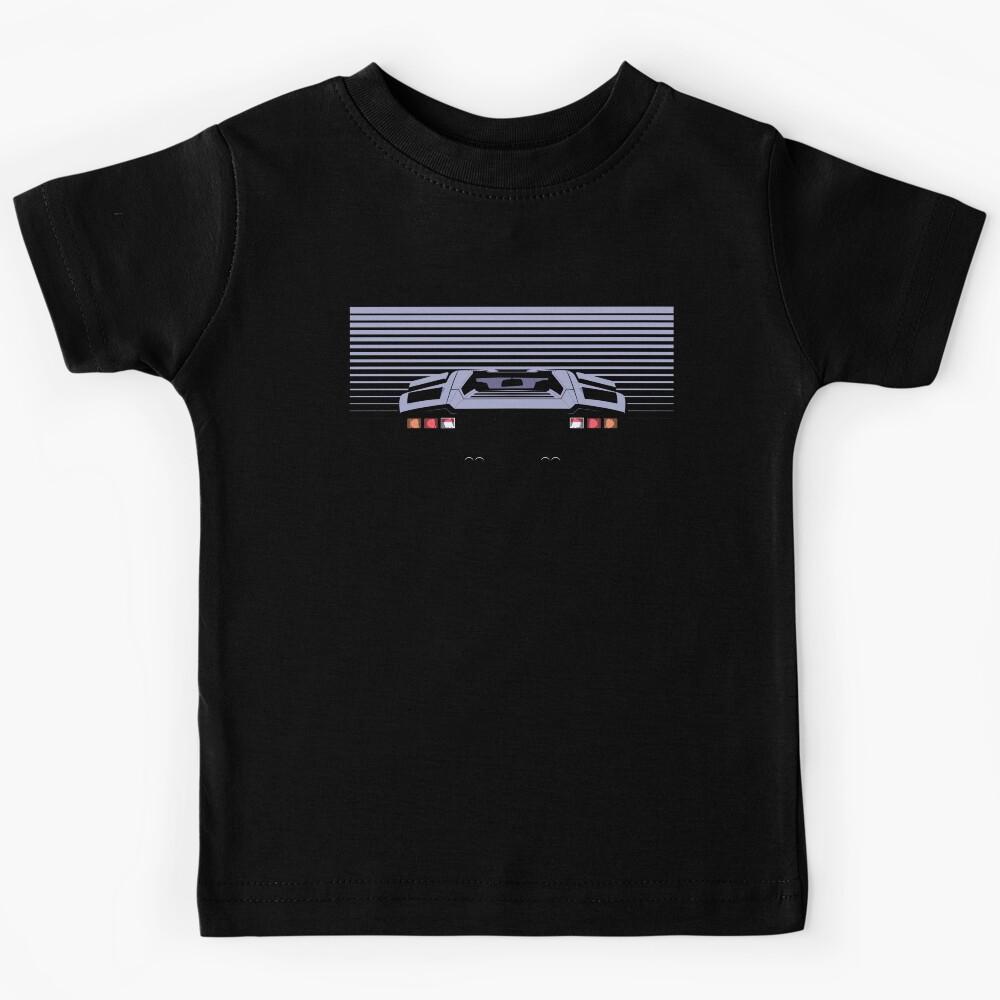 Retro Wedge Supercar – Minimalist Vector Art Rear View Kids T-Shirt 100