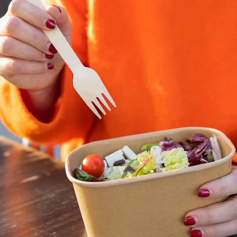 50/100PCS Natural Wooden Disposable Cutlery Set Dessert Cake Knives Forks Spoons for Parties Weddings Cafes Tableware Supplies