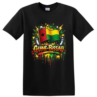 Camiseta Bandera de Guinea-Bisáu Estampado de Salpicaduras de Pintura Herencia Africana Camiseta Audaz de Orgullo