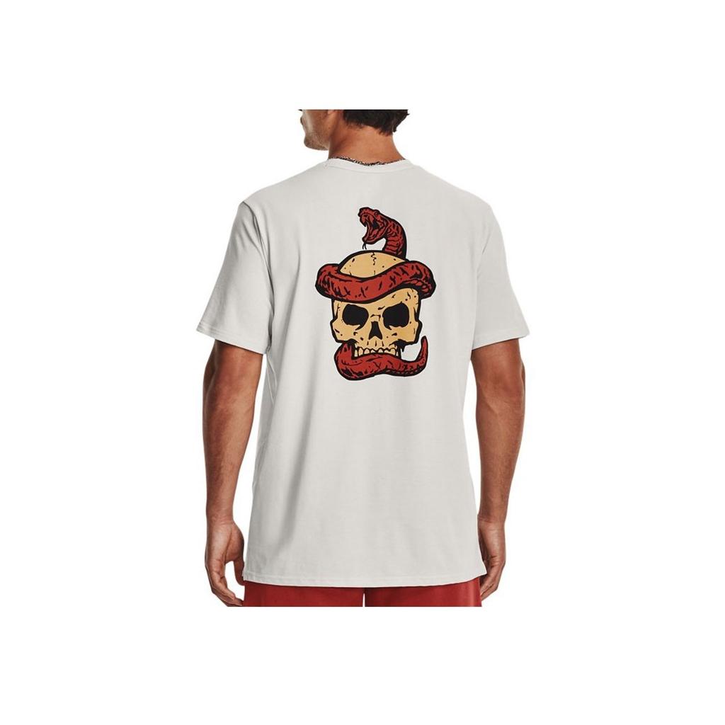 Under Armour Tréninkové tričko s potiskem lebky Johnson Series Pánské topy Bílé 1380854-114