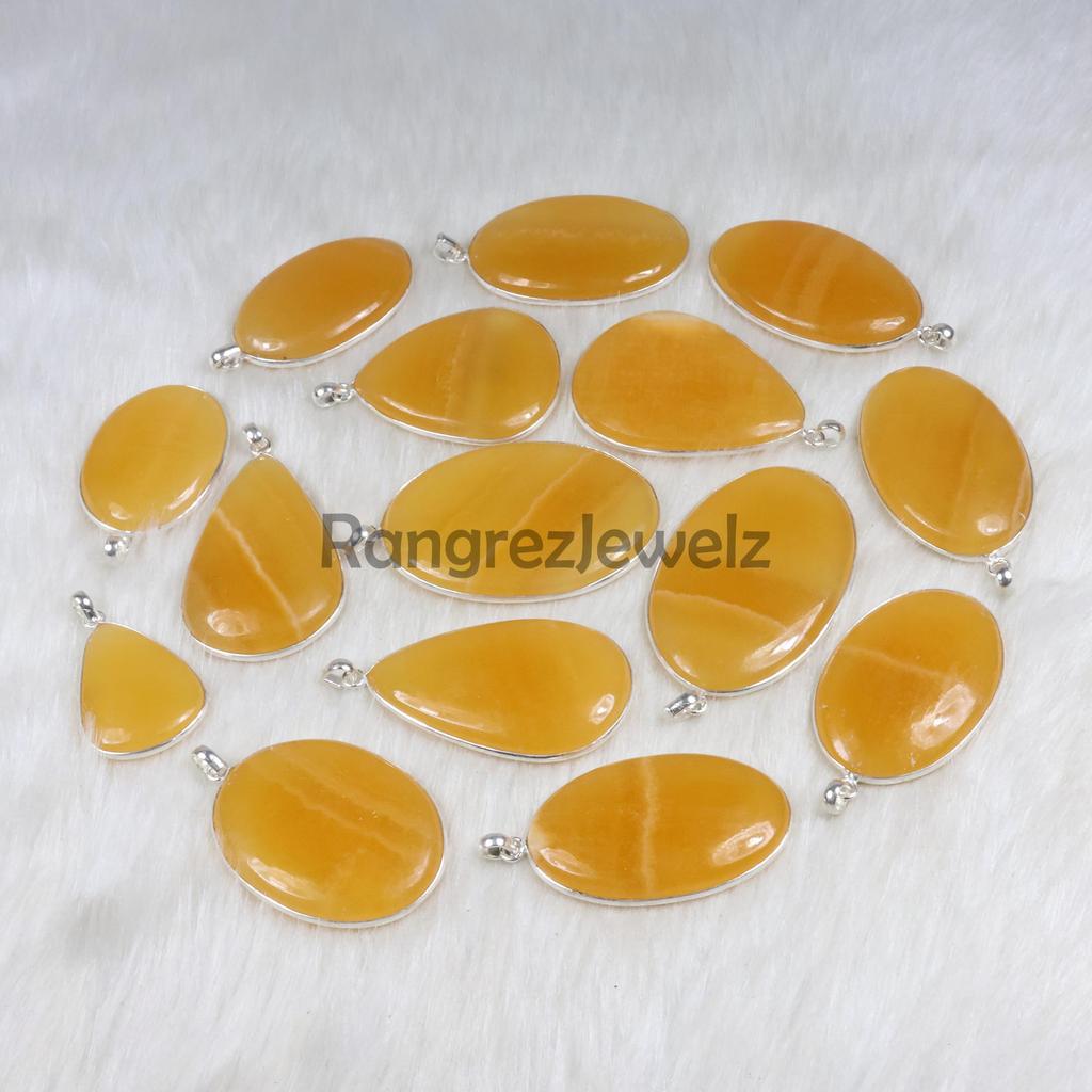 Yellow Calcite Pendant Sterling Silver Pendant Bezel Pendant Calcite Gemstone Pendant Handmade Pendant Calcite Jewelry Necklace Girls Pendant