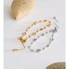 Yhpup Stainless Steel Cubic Zirconia Chain Bracelet Bangle Trending Delicate Aesthetic Chic Adjustable Wrist Jewelry PVD Plated