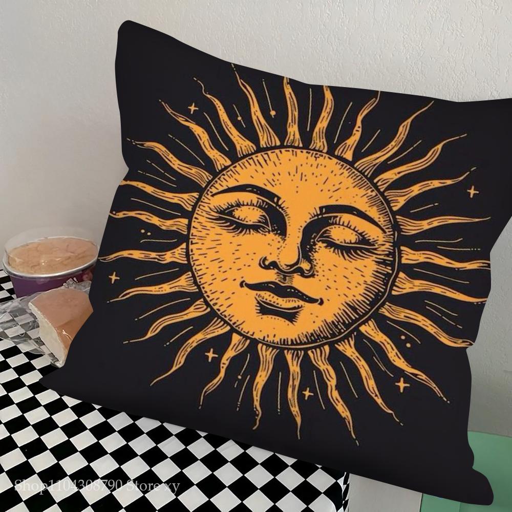 1pc Tarot Cute Sun Moon Art Pillow Case Square Bedroom Sofa Leisure Comfort Cushion Car Living Room Home Decoration