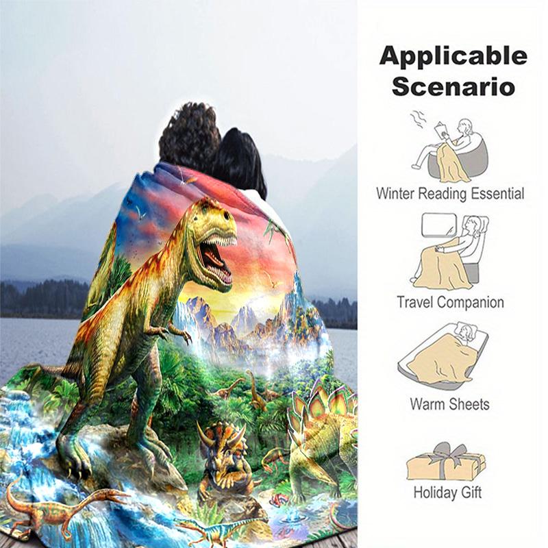 Dinosaur Adventure Blanket Perfect All Seasons Soft Comfortable Sofa Office Nap Travel Birthday Gift Christmas Present