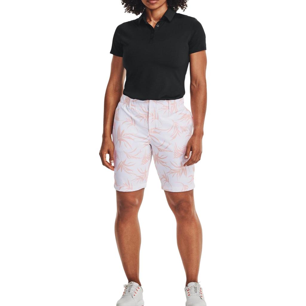 Under Armour Solid Color Slim Fit Short Sleeve Polo Shirt Women Tops Black 1363949-001