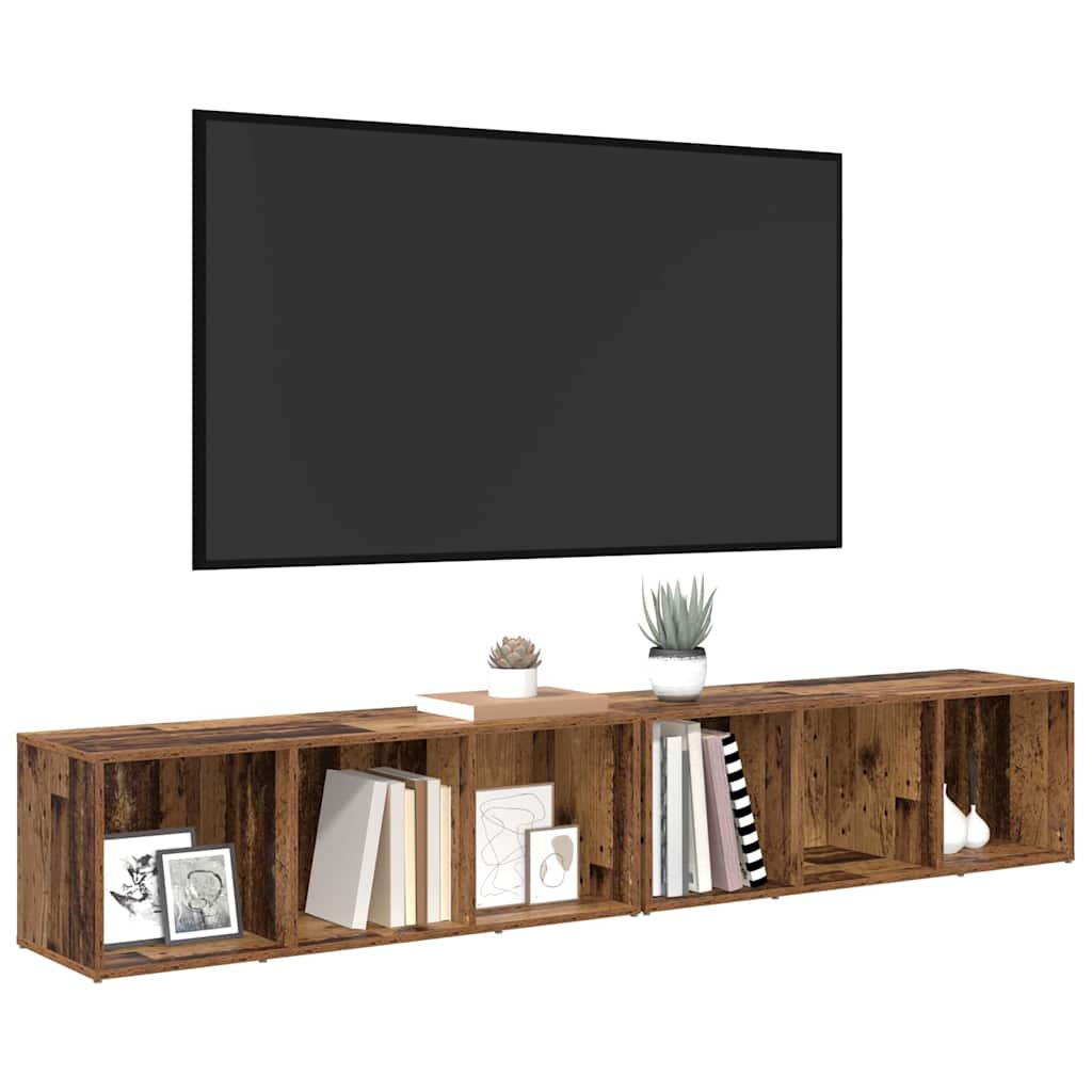 TV Cabinet Set 2 Pcs Reclaimed Wood 37 X 35 X 107 Cm Engineered Wood