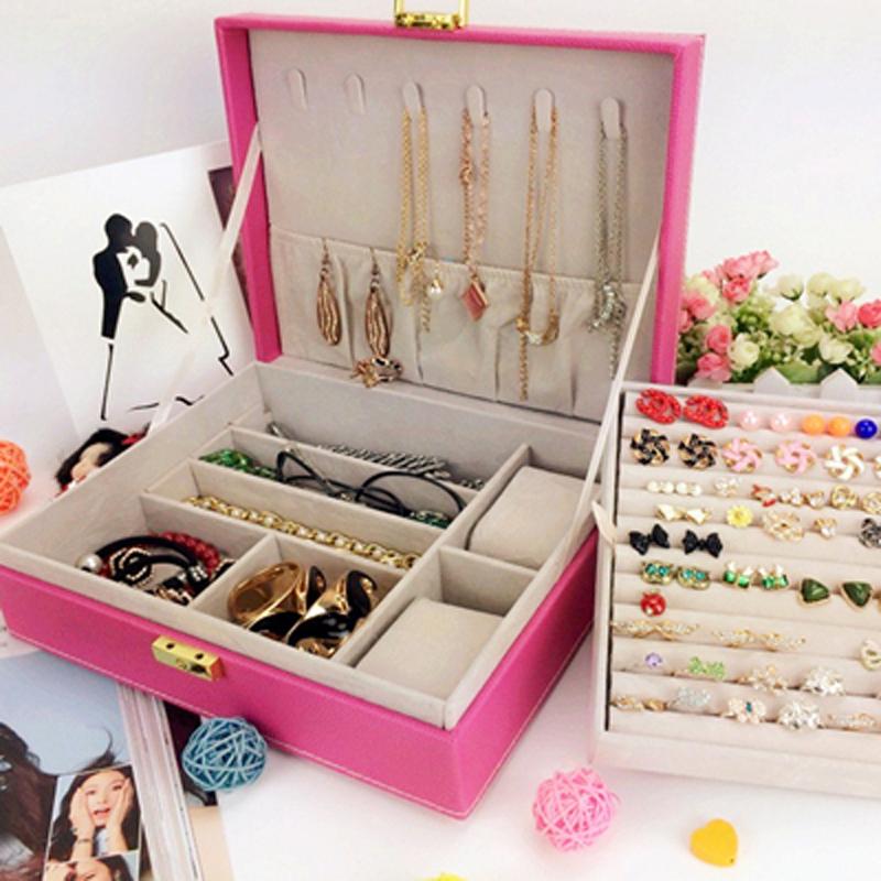 High Face Value Luxury Jewelry Storage Box Multifunction Earrings Necklace Rings Storage Box Pure Color Jewelry Display Boxes