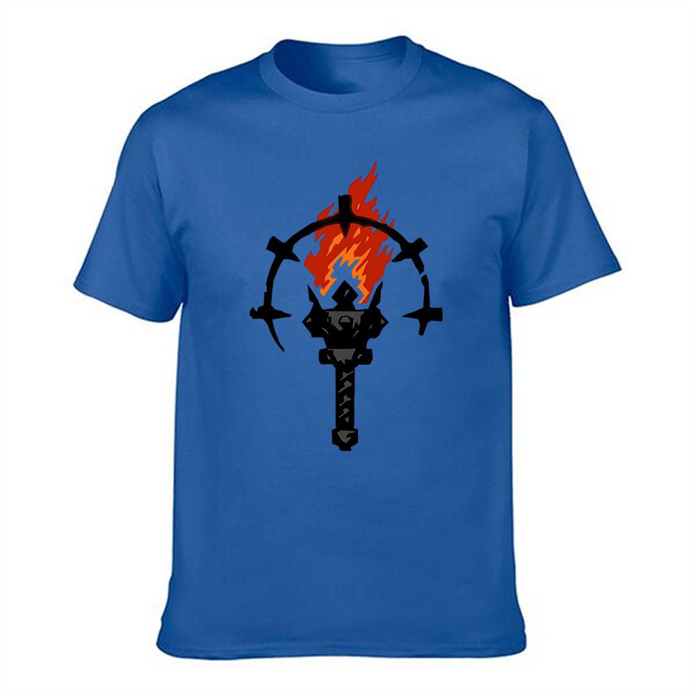 Unisexs Cotton Tshirt With Fiery Torch Emblem Print Casual Crew Neck Short Sleeve Tee For Daily Wear Outdoor Activities