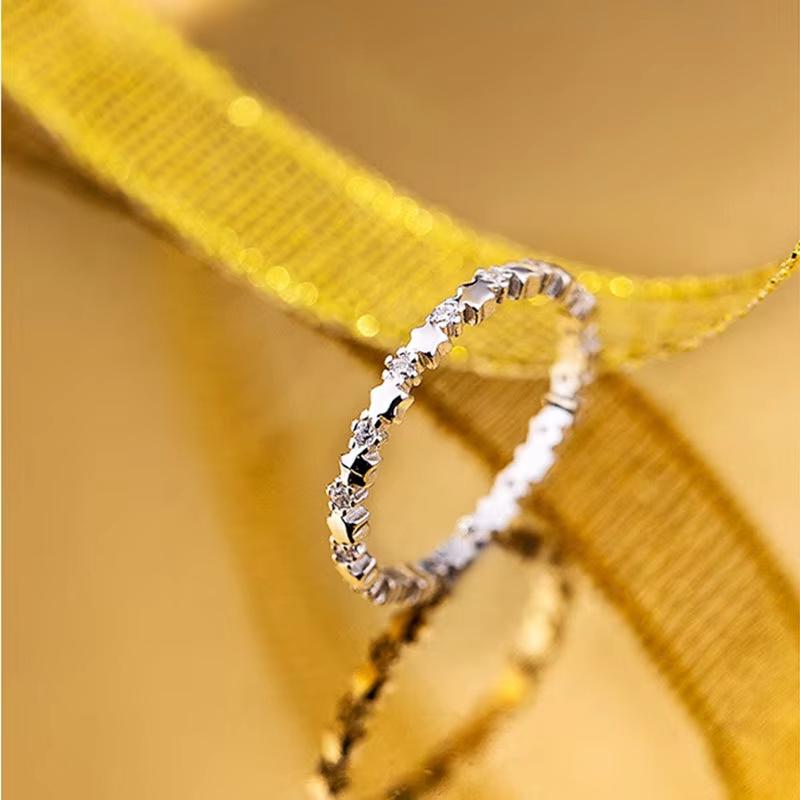 Huajie Simple Beauty Crystal Star Rings Women's Rings Shining Zircon Charming Silver Ring Party Gift Trend