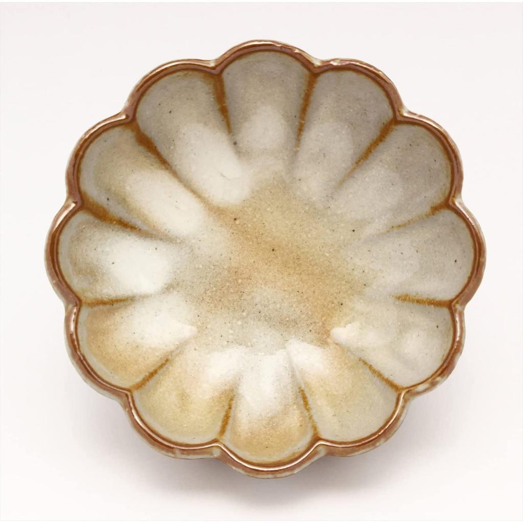 Mino Ware Gohonte Small 11cm Set of Made In Product "Kato Kenji" Chrysanthemum-shaped Three-legged Bowl/Plate, Approx. Diameter, 5, Japan, Code