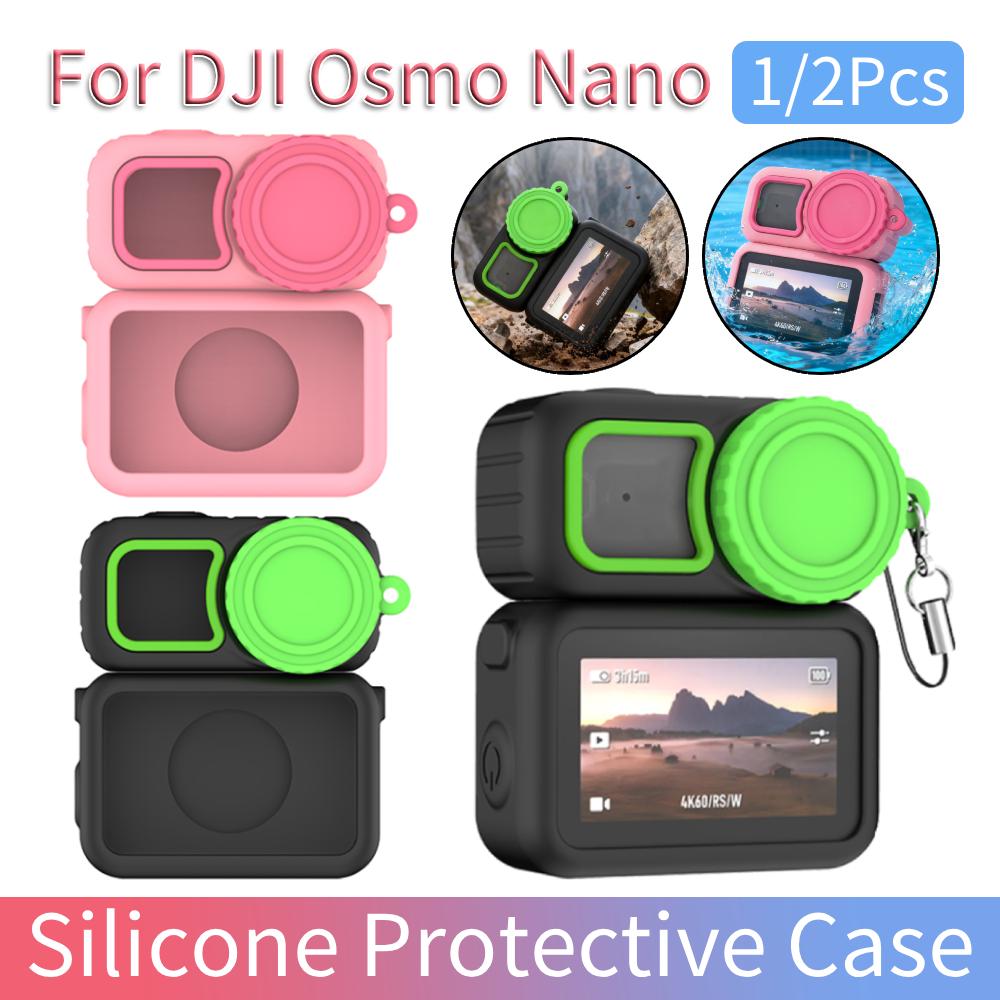 1/2 Stück Silikon-Schutzhülle mit Lanyard für DJI Osmo Nano Stoßfeste Schale mit Objektivdeckel Sportkamera Zubehör