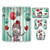 Christmas Bathroom Shower Curtain Four-Piece Combination Floor Mat Bathroom Water Absorbent Non-Slip Door Mat Bedroom Carpet