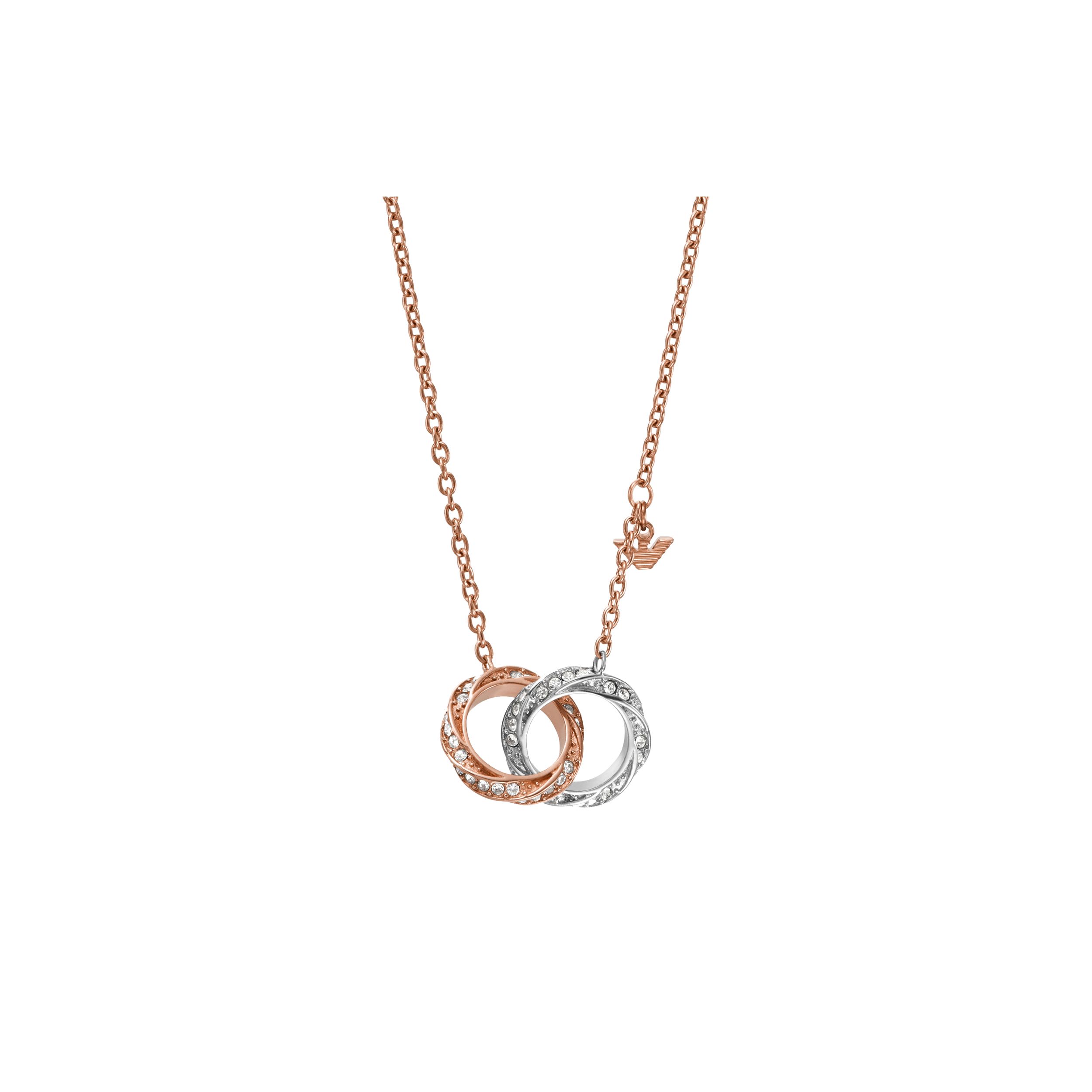 

Emporio Armani Fashion Simple Trendy Double Ring Diamond Inlaid Stainless Steel Necklace Women necklace Rose-Gold EGS3004221 Basic Packaging-Box