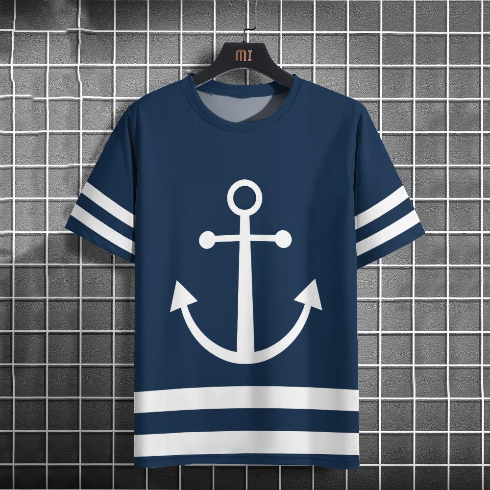 Summer Boat Anchor 3D Print T-Shirts Streetwear Men FashionCasual Oversized O-Neck Short Sleeved T Shirt Tees Tops Clothing