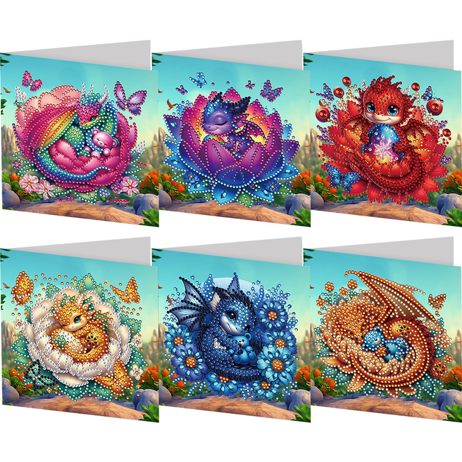 

6Pcs Cardinal DIY Diamond Painting Card Rhinestone Painting Card Kit Diamond Daily Wish Card for Family Friends Gift