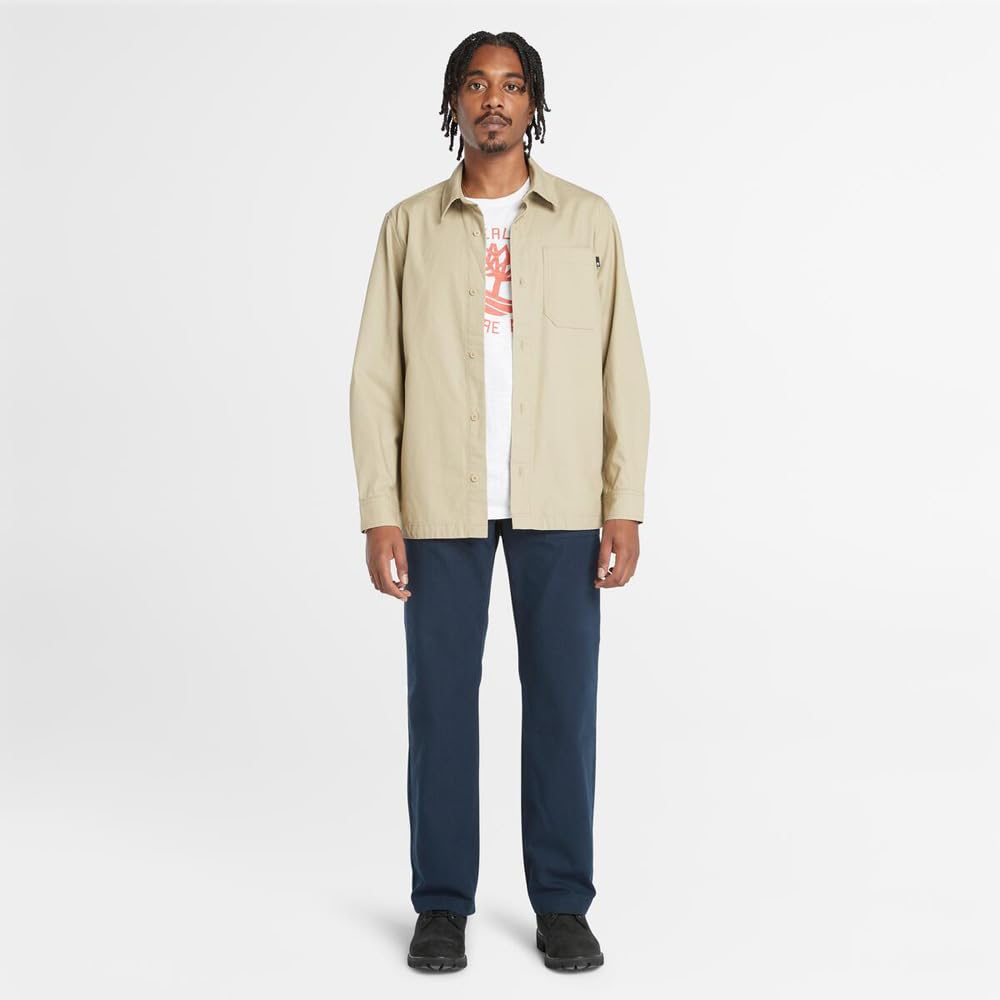 Timberland Long Sleeve Ripstop Light Brown Size M Men's Overshirt, Nubuck, (TB0A5QX2DH41)