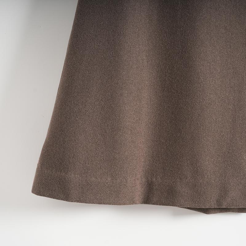 Maslan High Waisted Straight Tube Slim Fit Solid Color Sheep Wool A-Line Mid Length Skirt
