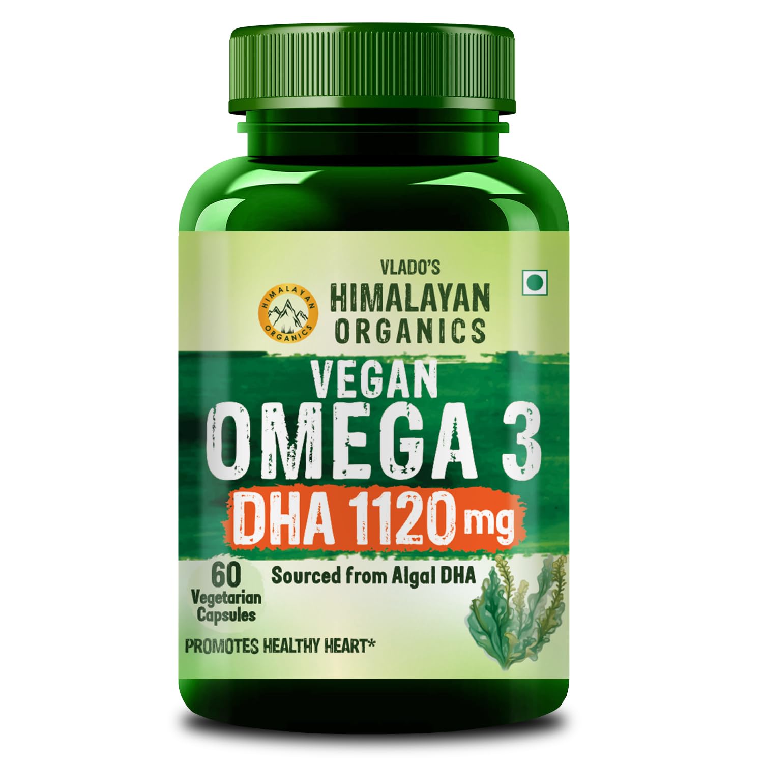 

Vlado s Himalayan Organics Vegan Omega 3 DHA 1120 MG Capsules Plant-Based 60 Veg Capsules for Heart, Joints & Eyes