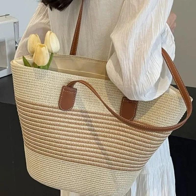 Straw bag women's summer woven bag handbag seaside vacation messenger bag large capacity women's bag tote bag