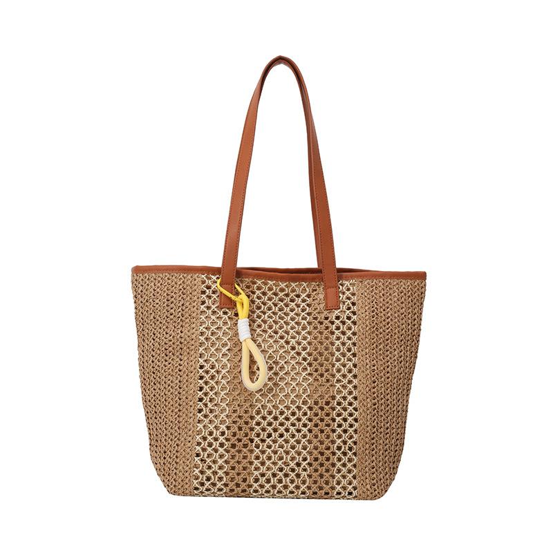 

Seaside vacation fashion shoulder straw bag women s summer new large-capacity straw tote bag beach bag no pendant хакі