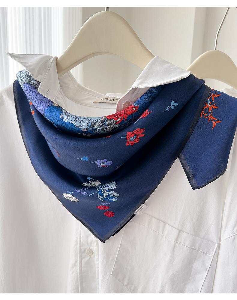 Women 100 Percent Mulberry Silk Multifunctional Square Neck Scarf For Spring Summer