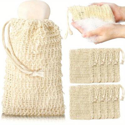 20-Pack Natural Sisal Soap Saver Pouches, Exfoliating Mesh Net Bags, Unscented Shower Foaming Soap Bars Bags, Drying Bath Washing Tool