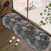 Scalloped Flower Rug Diatomaceous Earth Floor Mat Non-Slip Absorbent Bathroom Rug Floral Doormat for Home Kitchen Bedroom Entrance