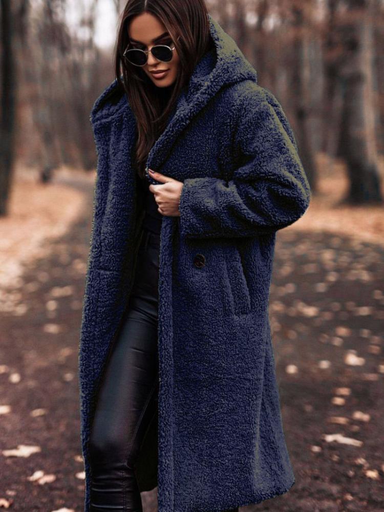 Long Plush Fleece Coat for Women, Soft Warm Winter Outerwear, Multiple Colors Available