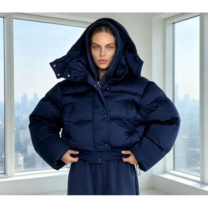 Womens Thick Short Puffer Jacket With