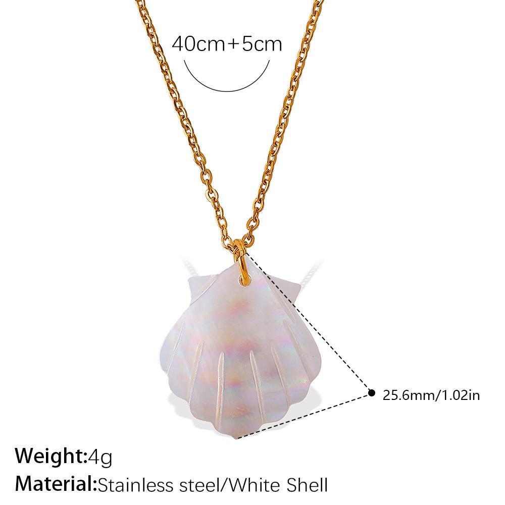 

Starfish & Seahorse Stainless Steel Necklace with White Shell