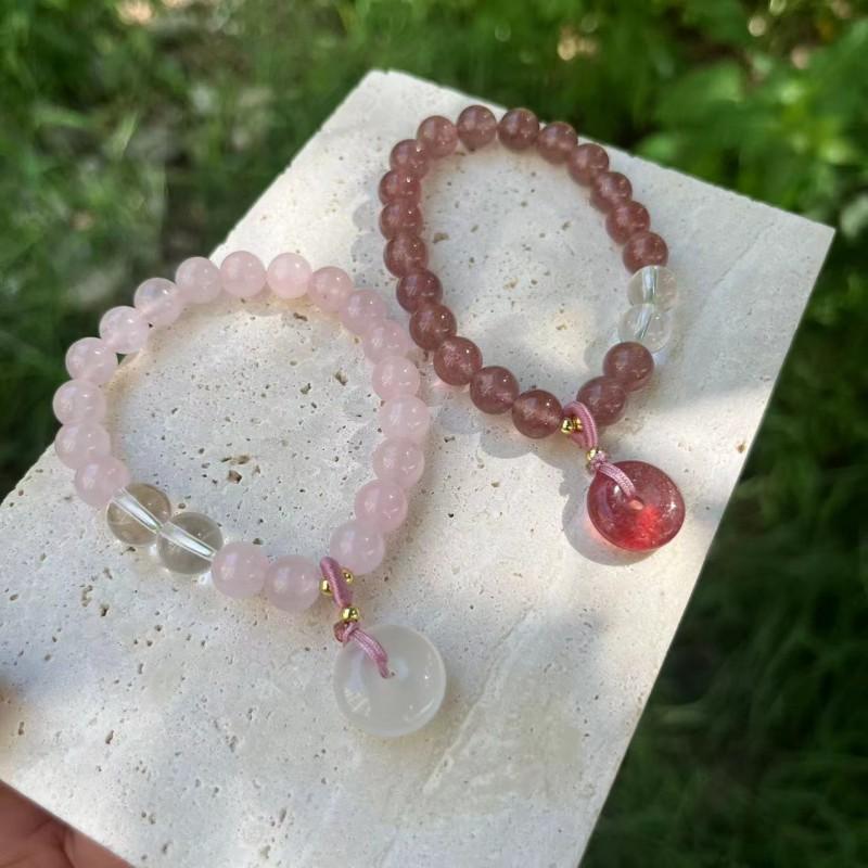Natural White Quartz Crystal Bracelet With Pendant Handmade Minimalist Single Strand Women Friendship Gift