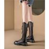 New Spring Summer Soft Leather Thin Breathable Thick-soled Cool Boots with Lace-up Mesh Knight Boots  C1225