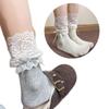 A Pair Lace Edge JK Socks Breathable Comfortable Mid Tube Socks Slouch Style Bow Decoration Ballet Style Socks Autumn and Winter