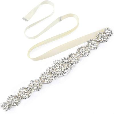 Brautgürtel Bling Hochzeit Frauen Handgemachter Schmuck Silber Strass Perle Kristall Funkelnde Party Formales Kleid Diamant Braut Schärpe