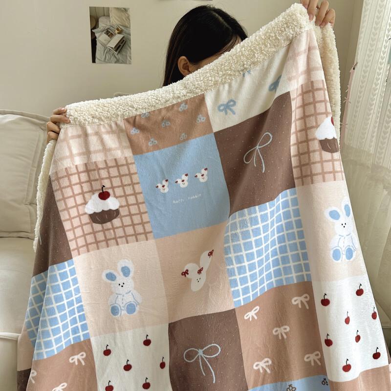 LISM Lamb Fleece Milk Velvet Throw Blanket