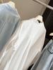 Elegant French 3D Floral Lapel White Shirt for Women - Spring Style, Loose Fit, Long Sleeve, Mid-Length Top