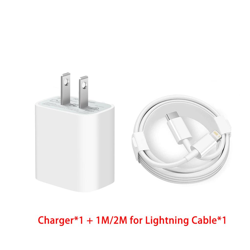 20W PD Fast Charger Set US Plug For iPhone 14 13 12 11 Pro Max Plus XR Xs Max USB Type C 1M/2M Cable Fast Charging Accesories