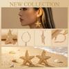 Bohemia Gold Color Starfish Hoop Earring for Women Vintage Exaggerate Metal Big Starfish Earring Beach Party Daily Wear Jewelry