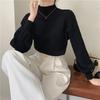 Half Turtleneck Sweater for Women Loose Solid-color Knitted Sweater for Autumn and Winter Casual Long-sleeved Pullover