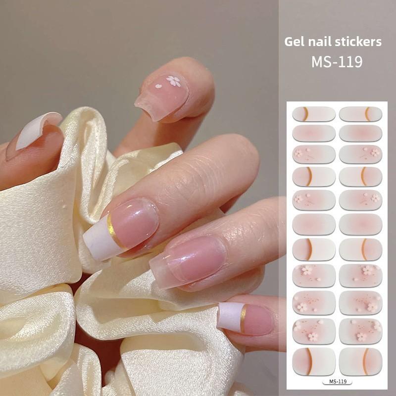 Gel Nail Stickers, 22-finger No-bake Nail Polish Glue, Wearable Nail Pads, Full Application