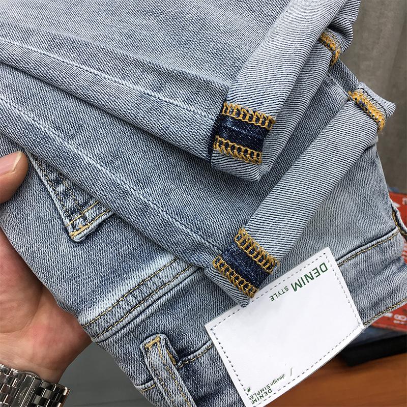 

High-End Summer Nine-Point Jeans Men s Pants Trendy Brand Fashion Retro Light Blue Stretch Slim Fit Skinny Long Pants Men 28 синій