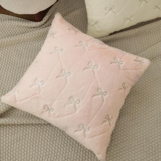 Throw Pillowcase Bowknot Pattern Hidden Zipper Wrinkle Resistant Pillow Cover Bedroom Living Room Sofa