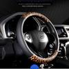 Leopard Printing Steering Wheel Cover Universal Leather Two Tone Car Interior Steering Covers Case 37-38CM Accessories